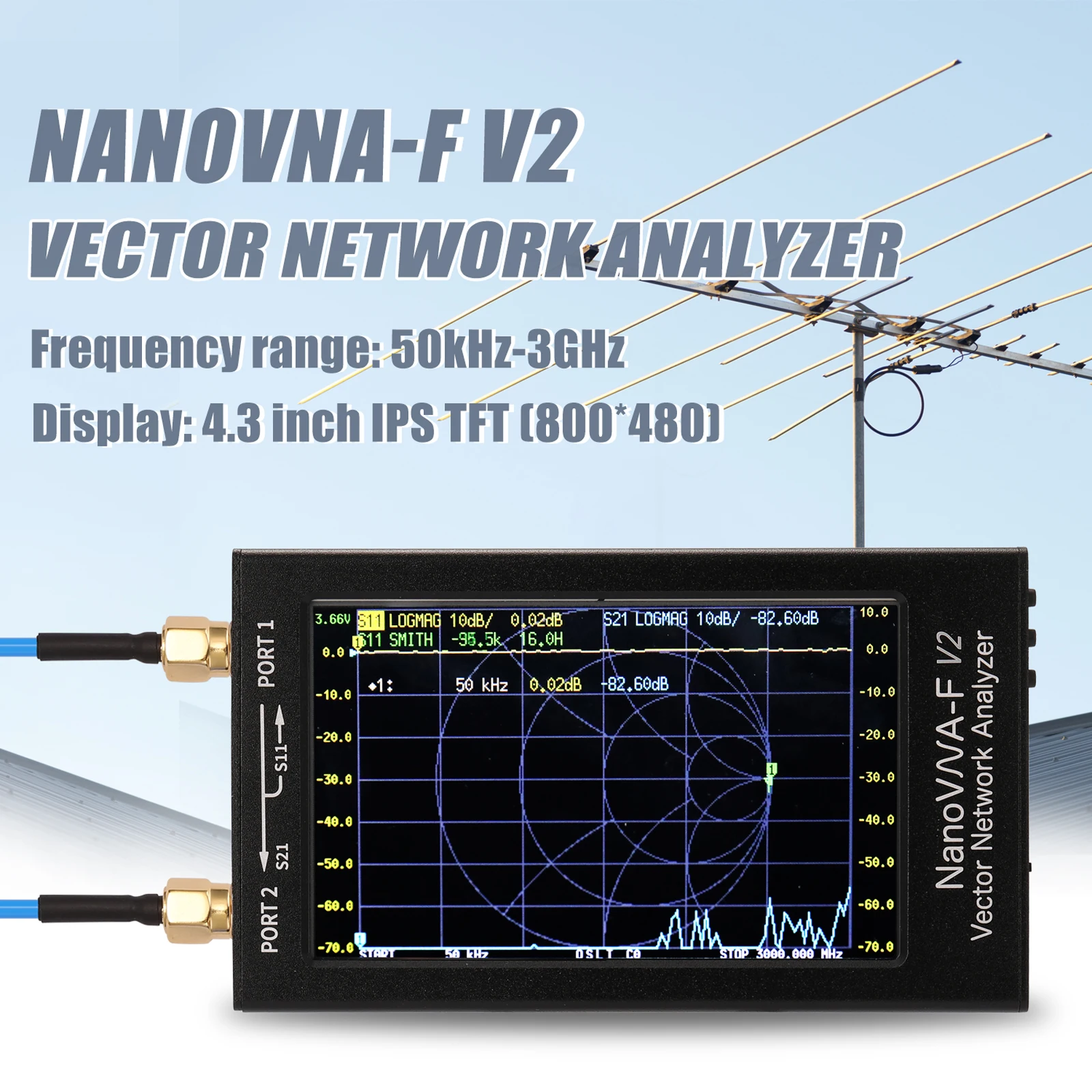 

NanoVNA-F V2 4.3 Inch IPS LCD Display Vector Network Analyzer S-A-A-2 Antenna Analyzer Short Wave HF VHF UHF