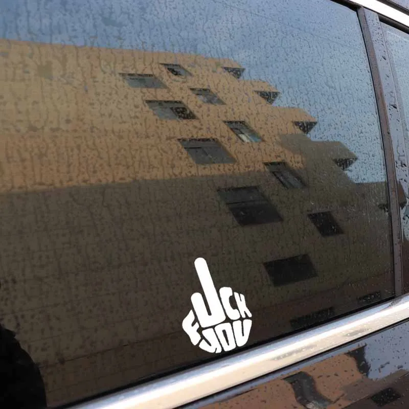 

Cartoon Car Decal 9.6cm *13.5CMPVC Waterproof and Sunscreen Decal Car Decal Middle Finger Black/Silver