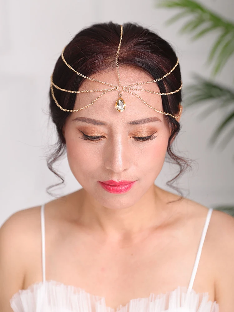 Винтажные Свадебные аксессуары серебряная и золотая цепочка на голову богемные