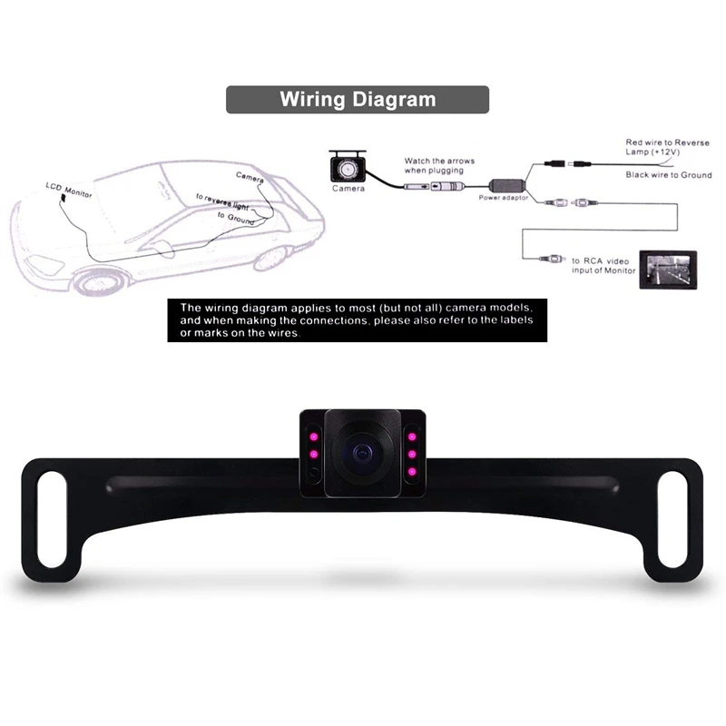 170 градусов Автомобильный номерной знак заднего вида камера ночного