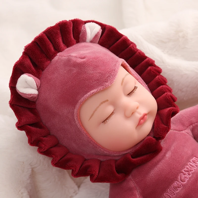 25CM dormir bébé en peluche poupée mignon Animal Lion jouets corps doux Silicone Reborn bébés enfants jouet pour | Игрушки и хобби