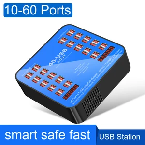 usb charging station 20 40 60 multi ports usb hub smart wall charger fast charging station for ipad iphone tablet cell phone free global shipping