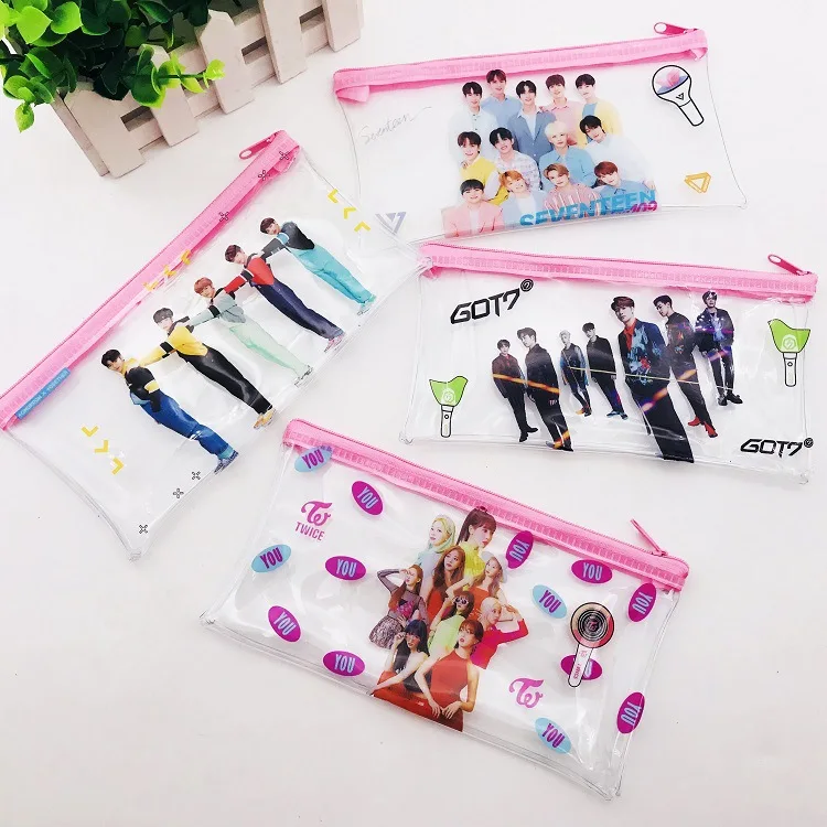 Модный прозрачный чехол карандаш Kpop bangtan boys GOT7 SEVENTEEN TXT TWICE PVC розовый новое