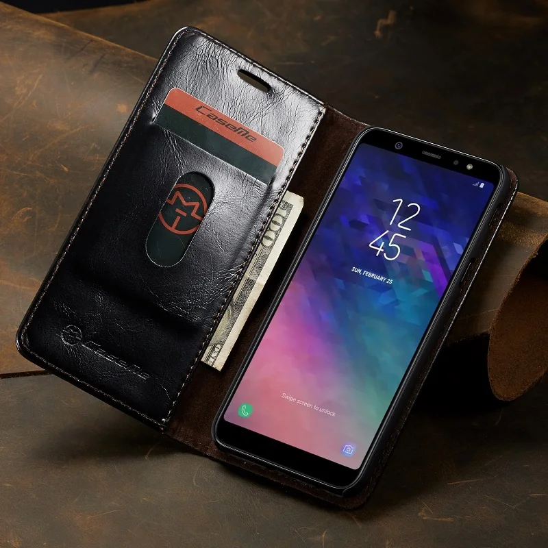 Роскошный винтажный кожаный чехол для samsung Galaxy A6, чехол-кошелек для samsung A6 A7 A8 A9, чехол-оболочка с откидной крышкой