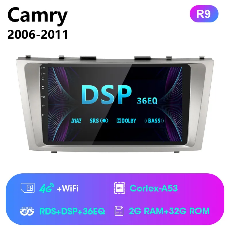 " 2 Din 2G+ 32G ips Android 8,1 автомобильный Радио Мультимедиа Видео плеер для Toyota Camry 7 XV 40 50 2006-2011 gps навигация+ рамка - Цвет: 4G Android player