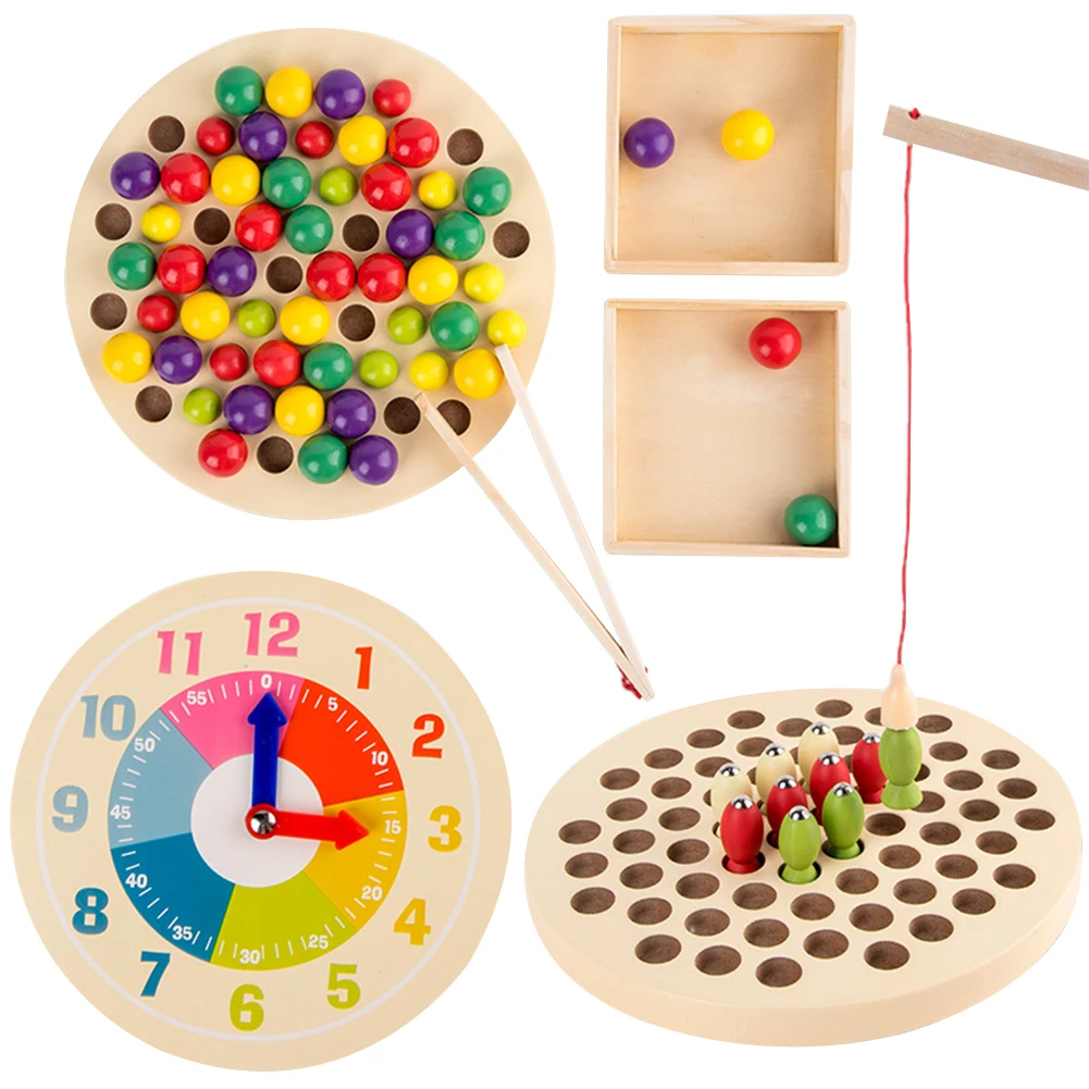 3 в 1 для вечеринки деревянная игрушка доска клип бусины Магнитный Игровой Набор