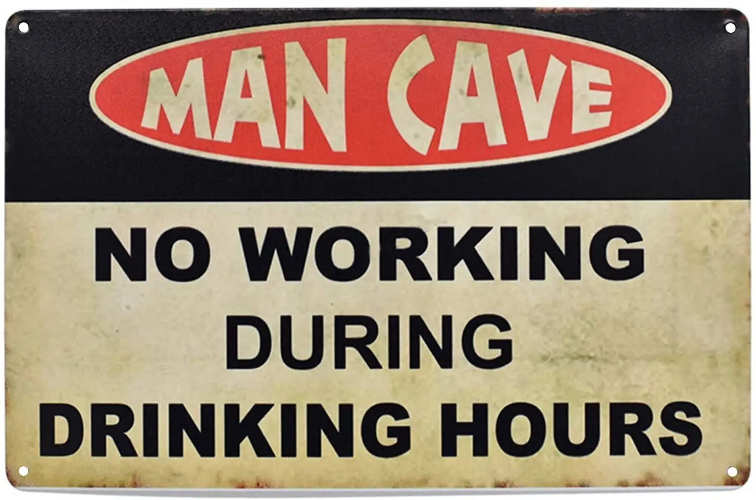 

Xuship Man Cave No Working During Drinking Hours Metal Tin Signs Funny Beer Vintage Garage Wall Signs Retro Decor Indoor Road