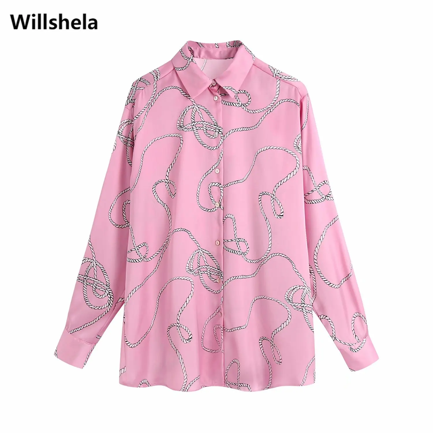 

Блузка женская составного кроя, с длинным рукавом и принтом, на пуговицах, 2021