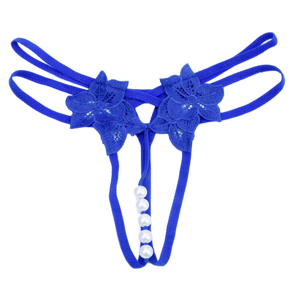 Стринги женские с вышивкой искусственный жемчуг цвет в ассортименте 1 шт |
