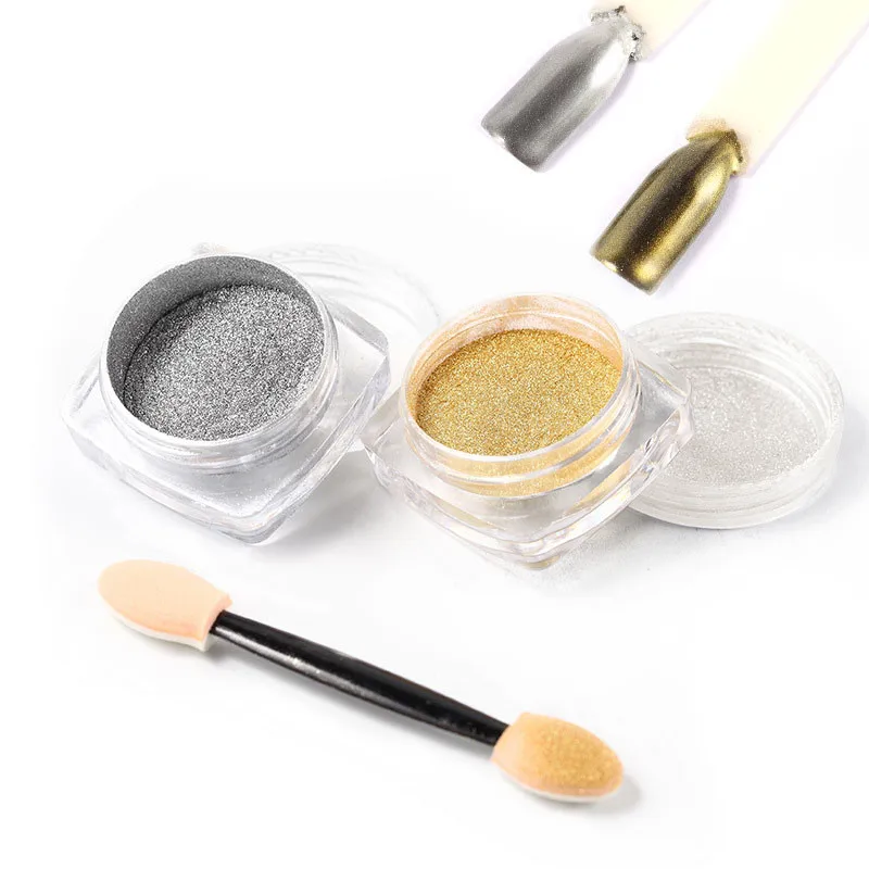 Блестящая голографическая пудра для ногтей лазер золотой серебряный блеск