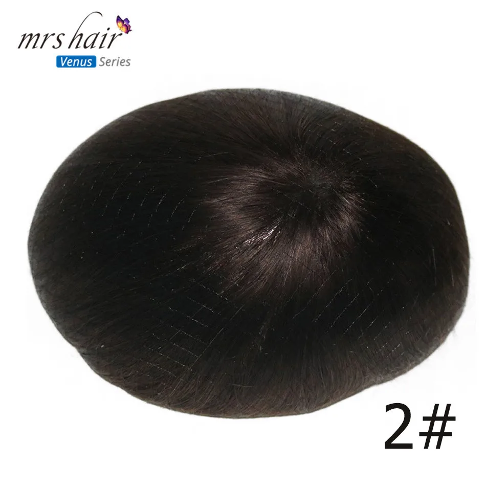 MRS HAIR мужской парик Remy человеческие волосы кружева Тонкий ПУ заменить мужчин t система Toupees мужские волосы парики