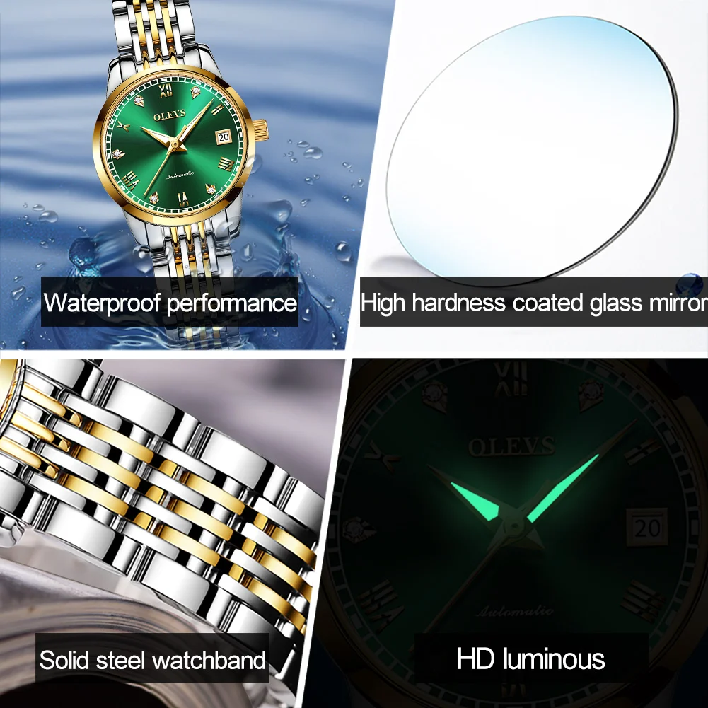 Couple Automatic Mechanical Wristwatch waterproof with double calendar luxury business casual style men and women's clock