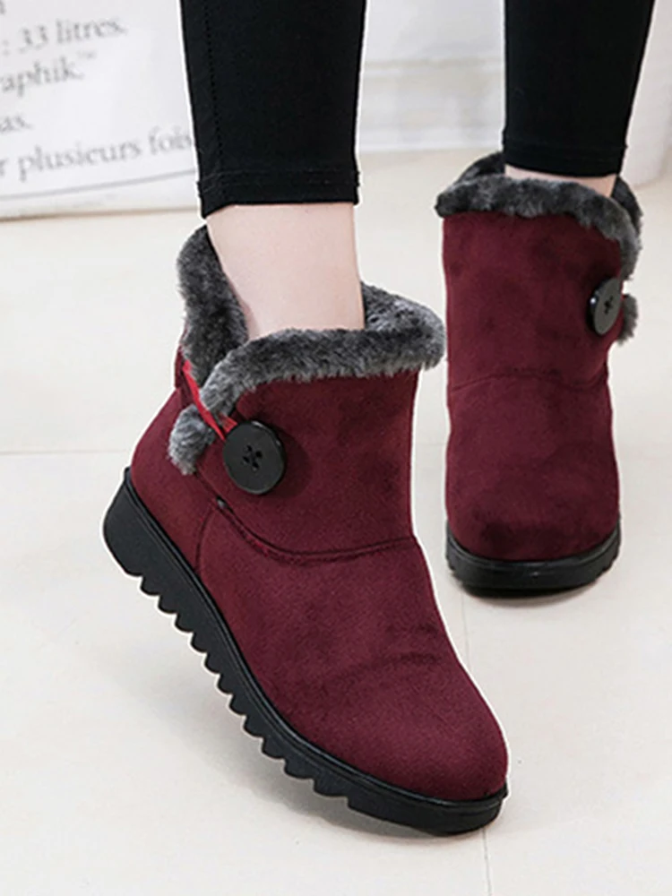 Женские короткие ботинки Зимние теплые плюшевые удобные в стиле ретро Замшевые