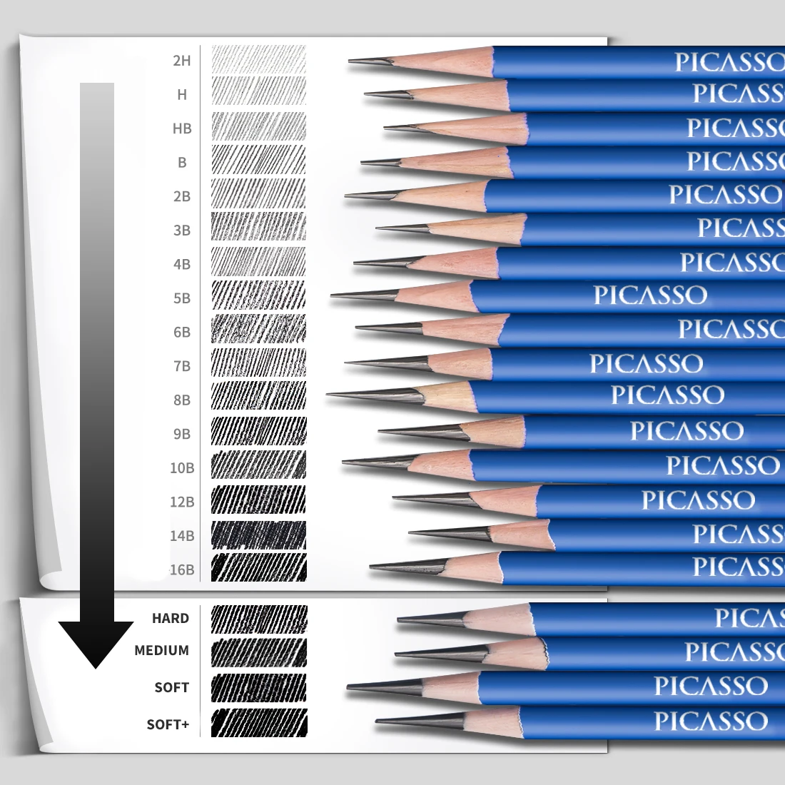 Пикассо 12 шт. Набор чернографитных карандашей для художников Picassso.