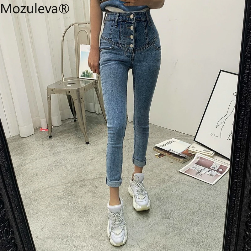 Винтажные однобортные женские джинсовые Капри с высокой талией осень 2021 |