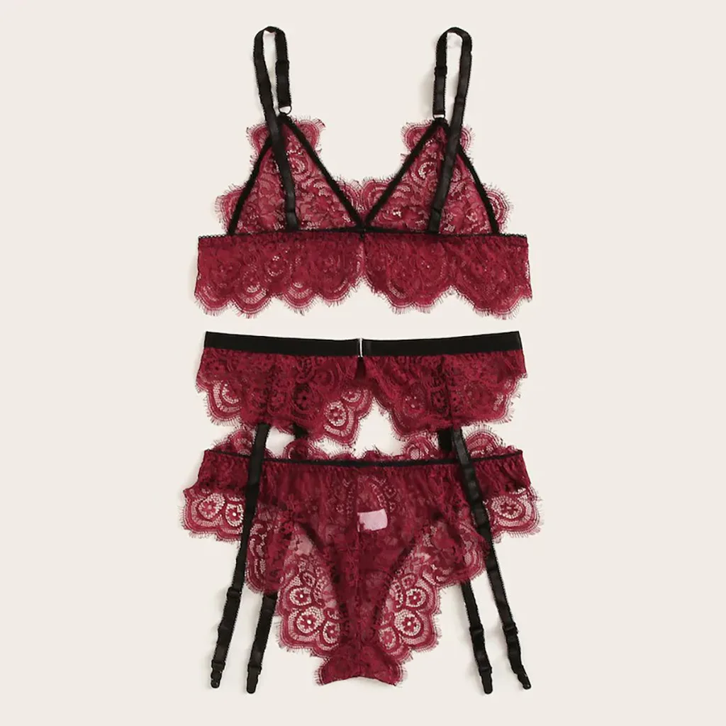 Цветочный кружевной подвязки сексуальный комплект нижнего белья женское нижнее