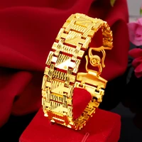 18k yellow gold plated bracelet for men gold filled not fade jewelry watch chain design bracelet wedding engagement fine jewelry
