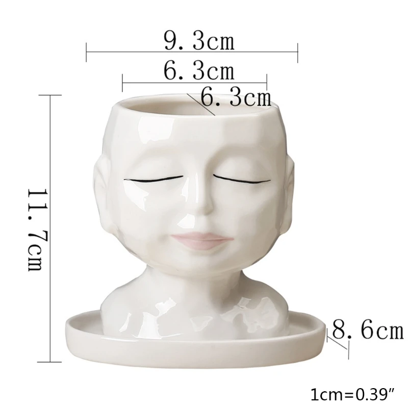 

Face Head Design Succulents Plant Pot with Drainage Hole Indoor Outdoor Ceramic Cactus Planter Flower Pot