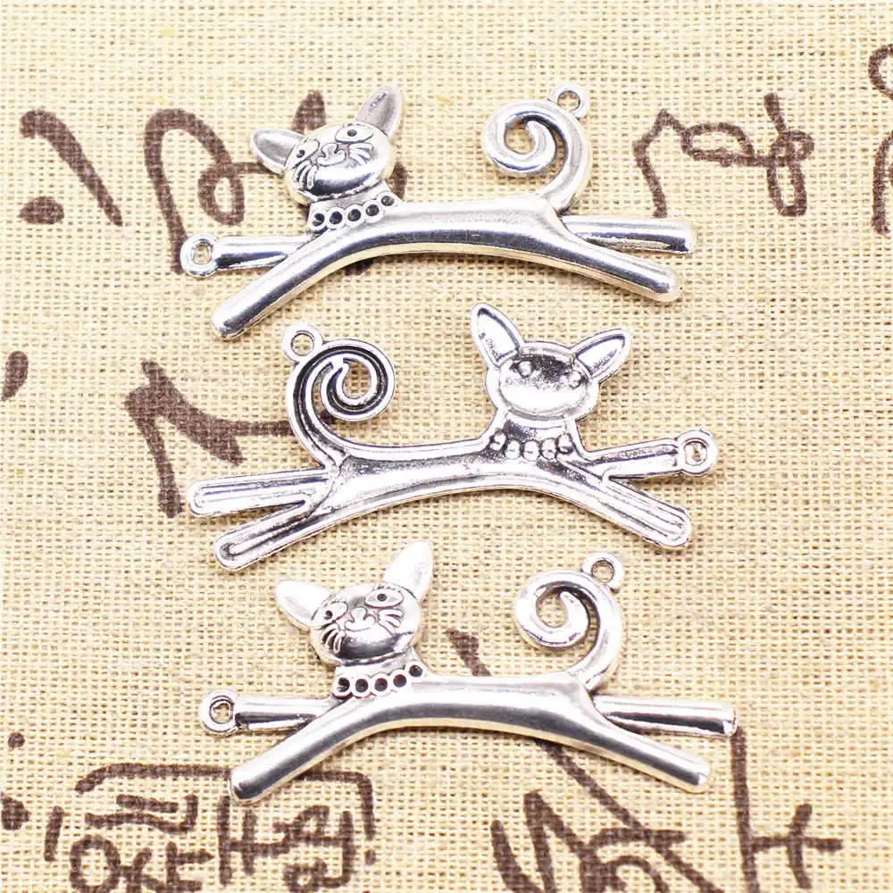 

Соединитель Cat, принадлежности для телефона, цвет под старину, серебро, 6 шт., 25x52 мм