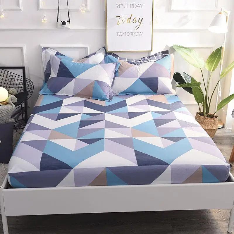 

Printed Fitted Sheet For Single Double Bed Kids Adults 100% Cotton Bed Sheets (no pillowcase) XF760-1