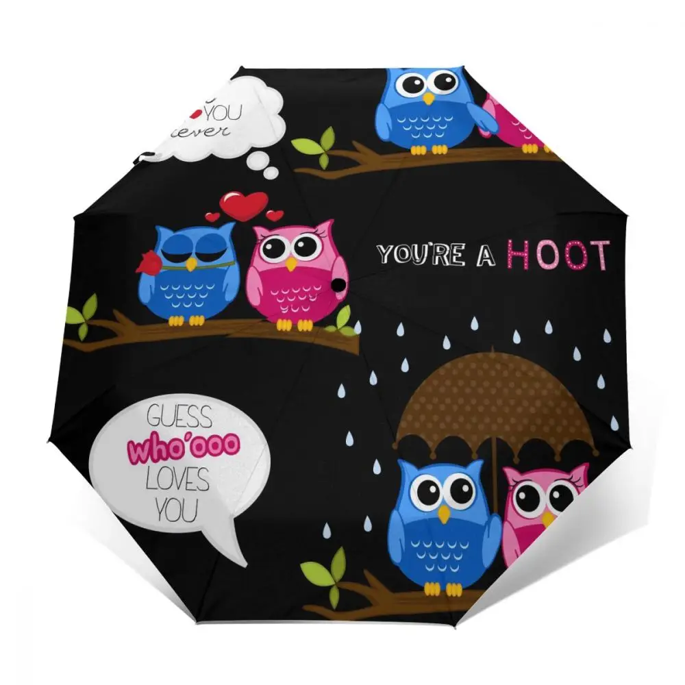 Ветроустойчивый полностью автоматический зонт милый сова любовь дождь 3