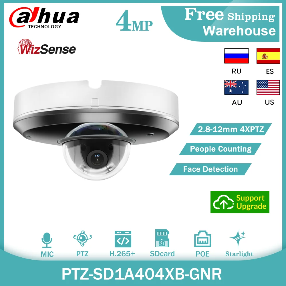 

IP-камера Dahua WizSense, 4 МП, PTZ, фото-и видеокамера, встроенный микрофон