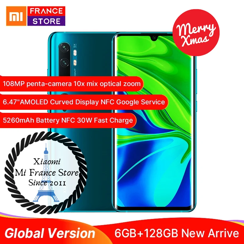 Xiaomi Mi Note 10 ( CC9 Pro ) Глобальная версия phone 108MP камера 6 ГБ 128 Snapdragon 730G 4G Celluar NFC Google Play 5260