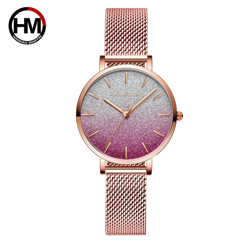 

Hannah Martin Starry Sky Gradient Luxury Rose Gold Women's Watch Ultra-thin Fashion Ladies Watch For Women reloj mujer zegarek