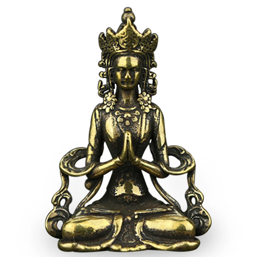 

1 шт Античная латунная статуя Гуаньинь латунная статуя Будды Бодхисаттва коллекция для домашнего украшения автомобиля 38*26 мм