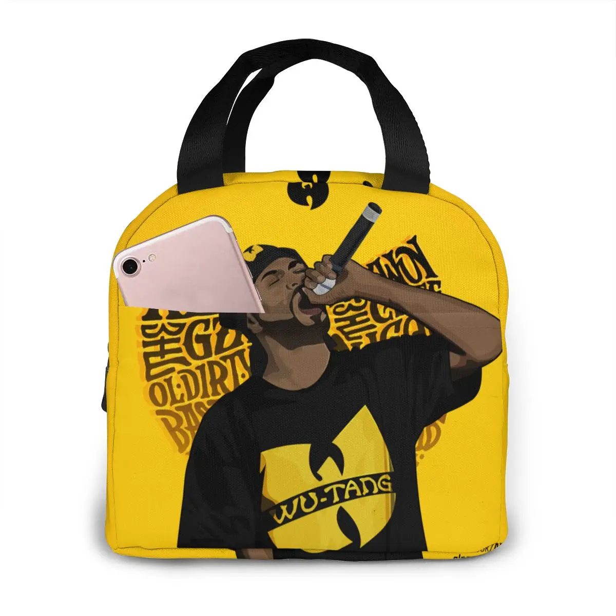 

Wu Tang Clan, желтая парусиновая Портативная сумка-холодильник для обеда, термоизолированные многофункциональные пакеты для еды, сумка для пикн...