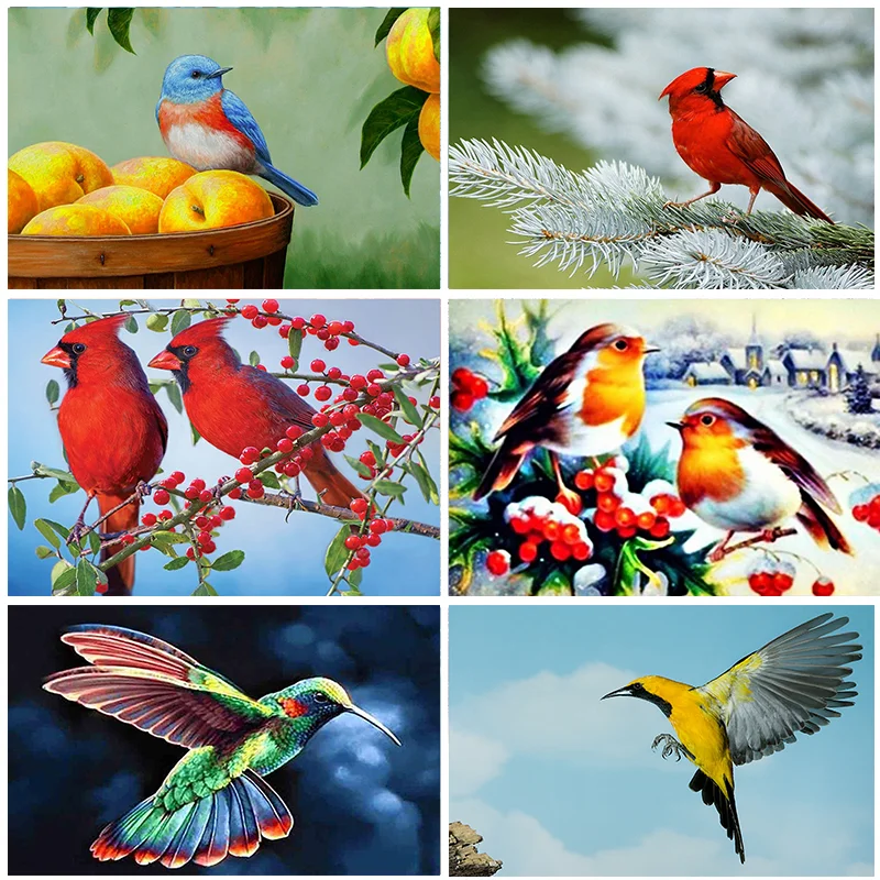 Алмазная мозаика Стразы сделай сам картина с животными птицами и цветами круглая