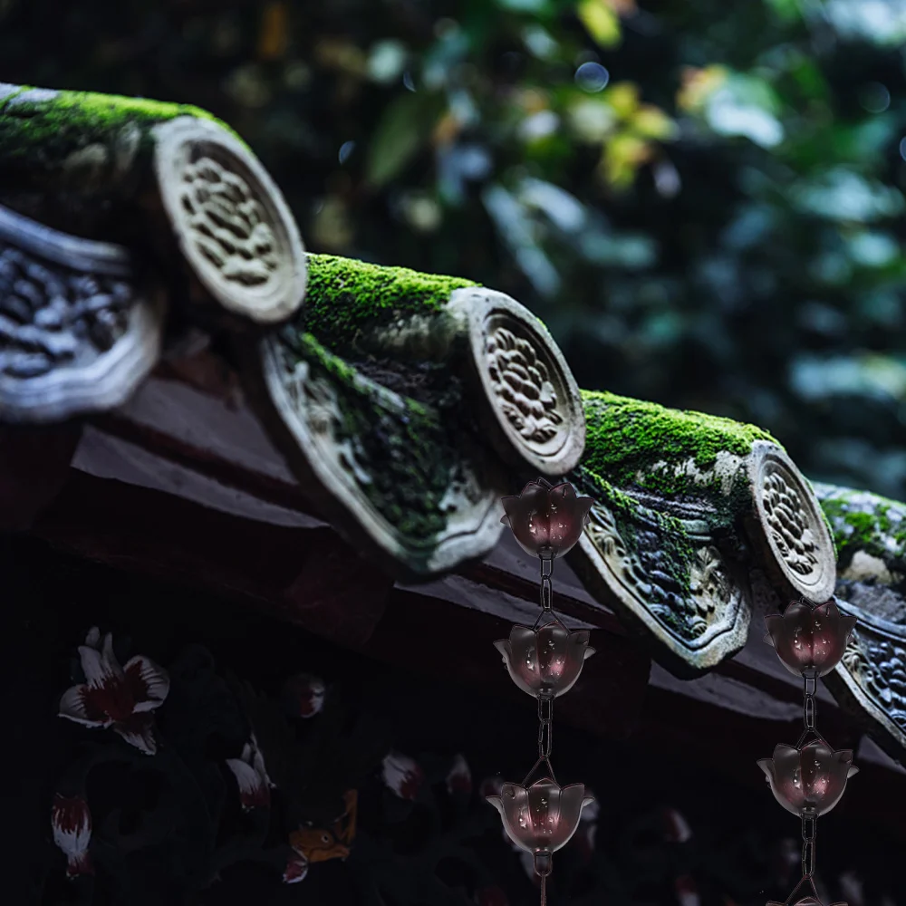 

1m Universal Rain Chain Metal Chimes and Cups Flower Rain Catcher for Gutter