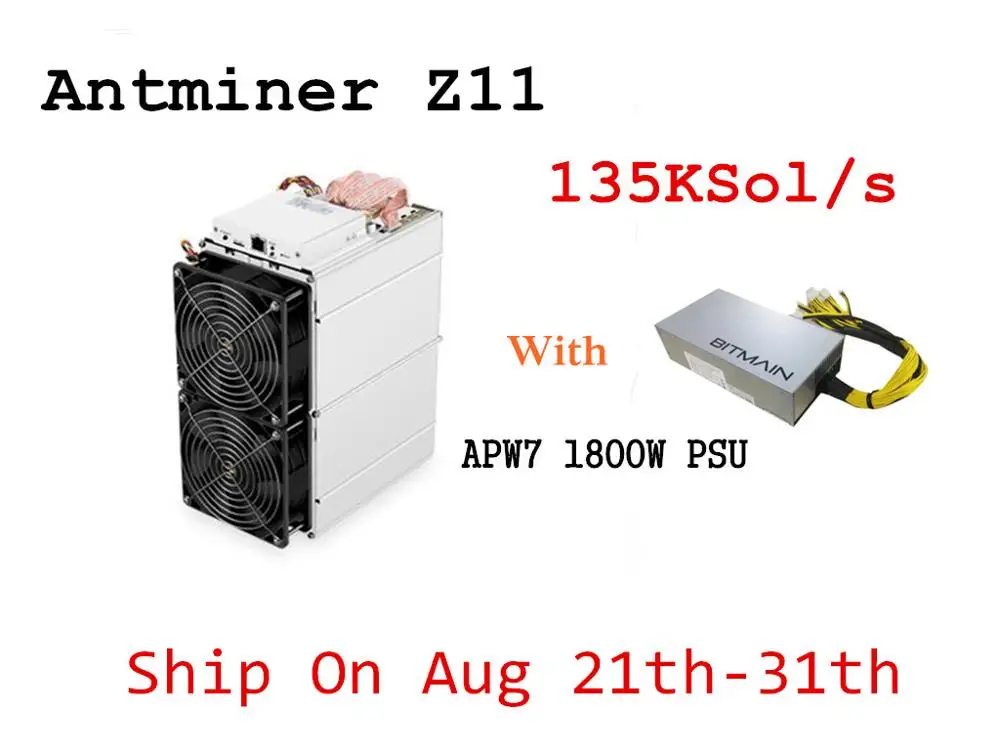 В наличии ZEC Miner Antminer Z11 135k Sol/s 1418W с BITMAIN 1800W PSU лучше чем Innosilicon A9 S9 S11 S15 T15