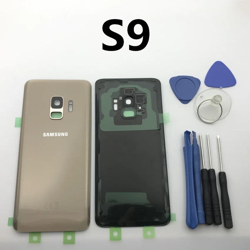 S9 gold Замена оригинальной задней панели батареи Стекло задняя дверь Крышка для samsung Galaxy s9 s9+ edge plus G960 G960F G965 G965F+ инструмент - Цвет: S9 gold