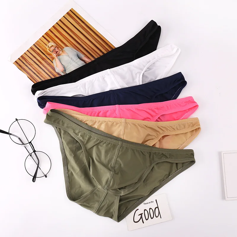 

6PCS/Lots Sexy Men Briefs Ultra-thin Ice Silk Underwear Slip Homme Seamless Bugle Pouch Tanga Jockstrap Bikini Panties Cueca
