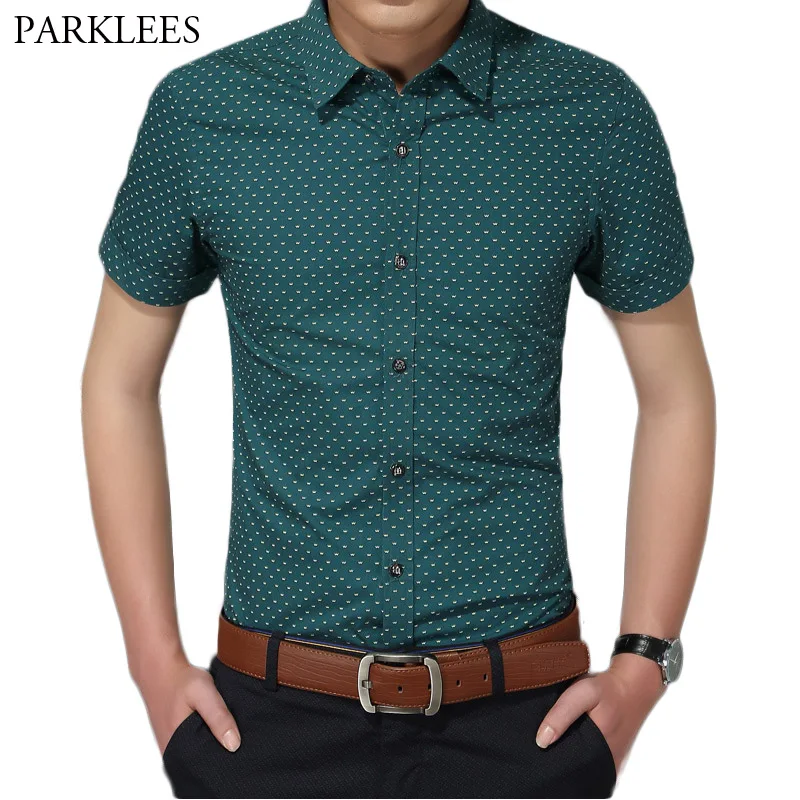 Мужские рубашки с коротким рукавом из 100% хлопка повседневные облегающие мужские