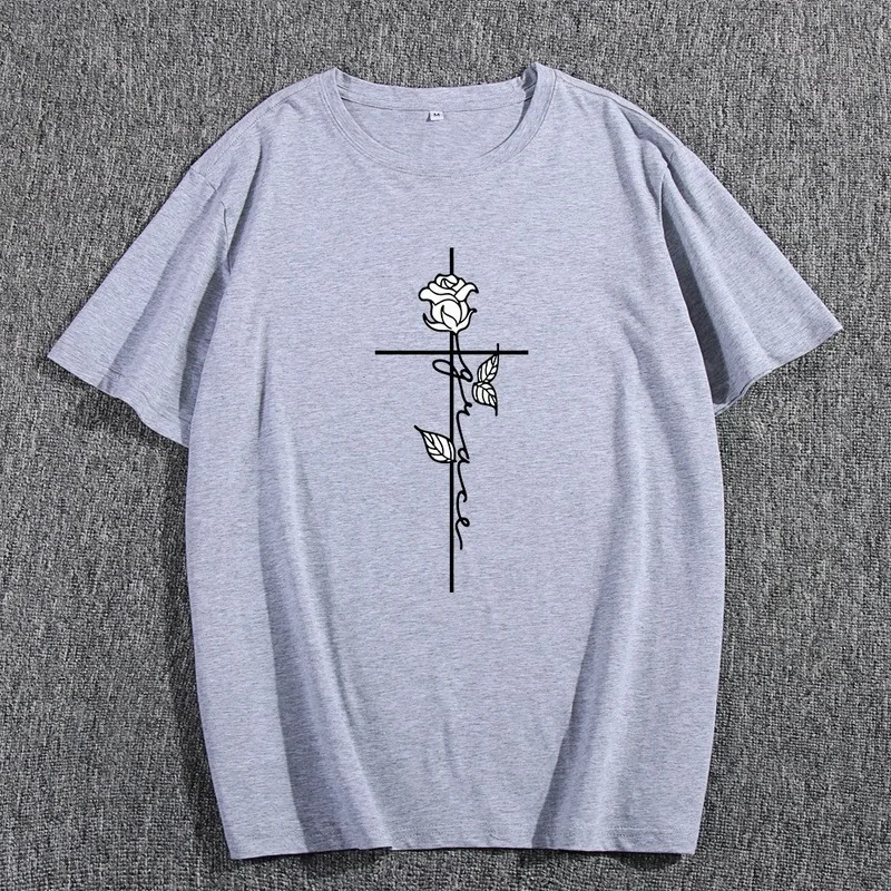 

Футболка мужская повседневная с коротким рукавом, модная стандартная Свободная рубашка с принтом розы, топ с круглым вырезом, лето