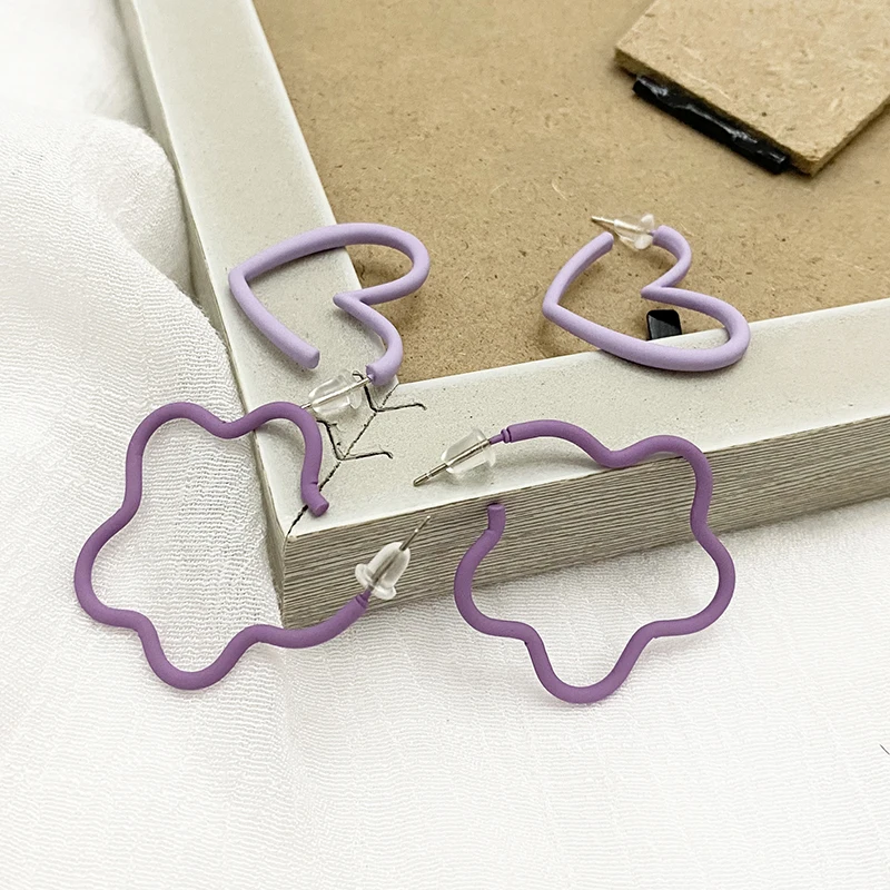 Милые серьги-капли Vogallery с фиолетовыми звездами и сердцем, женские модные большие серьги с фиолетовыми антиаллергическими эффектами, новинка 2020, ювелирные изделия