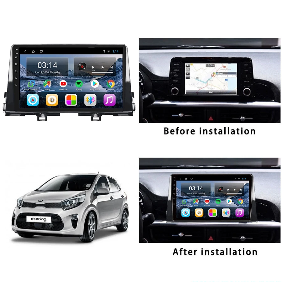 9 &quotAndroid 10 RDS Carplay 4G SIM-карты радио мультимедиа KIA MORNING 2016-2019 GPS-навигация Navi плеер