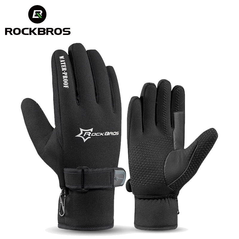 

Велосипедные перчатки ROCKBROS, зимние утепленные ветрозащитные противоскользящие противоударные перчатки с длинными пальцами для лыж, мужчи...