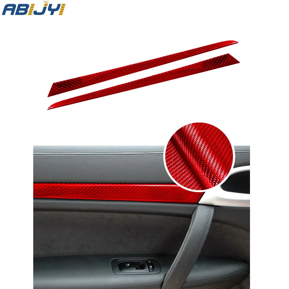 

Автомобильные аксессуары, красные наклейки на автомобиль, отделка крышки из углеродного волокна, отделка задней двери, 2 шт. для Porsche Cayenne ...