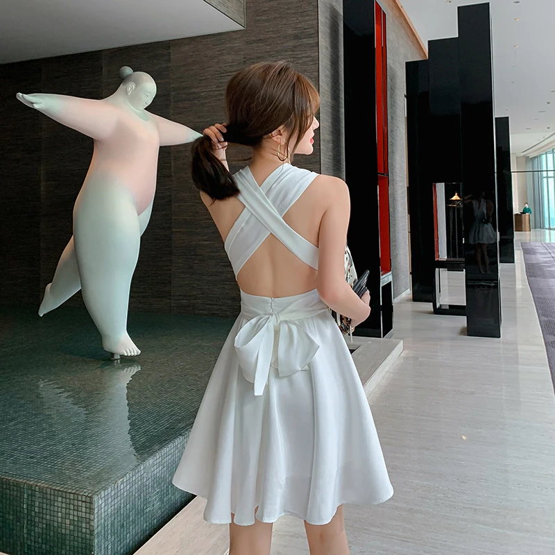 

Make white dress French fairy super fairy's department of brief paragraph sexy backless little tenderness