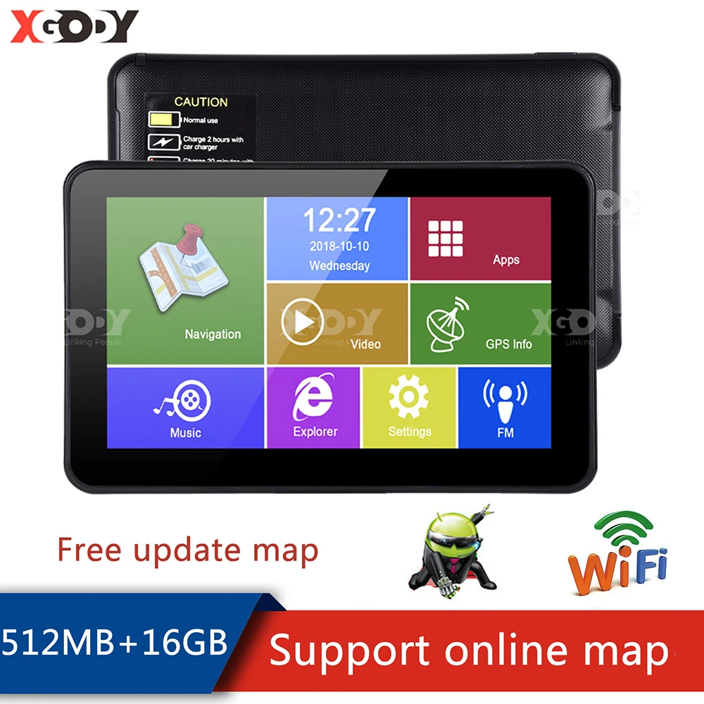 XGODY Android Gps навигатор 7 дюймов Hd 2 в 1 планшетный ПК 16BG Wifi Автомобильный GPS Bluetooth