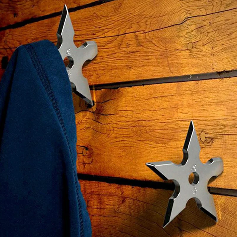 

Крючки для пальто в форме звезды ниндзя, креативный настенный дверной крючок из нержавеющей стали, вешалка для одежды и шляп, держатель, укр...