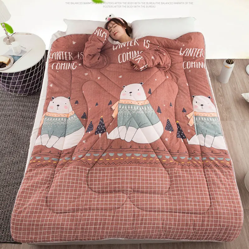 

Hot 1 Pcs Lazy Quilt With Sleeves Warm Thicken Blanket Multifunction For Home Winter Nap PLD