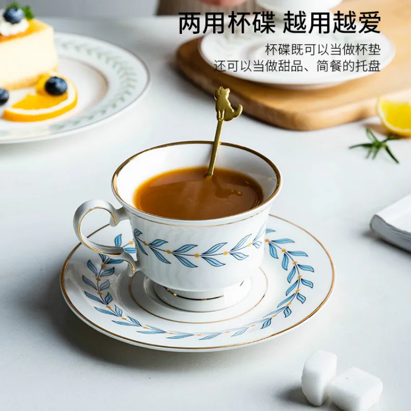 Роскошная Европейская керамическая кофейная чашка с ложкой минималистичные