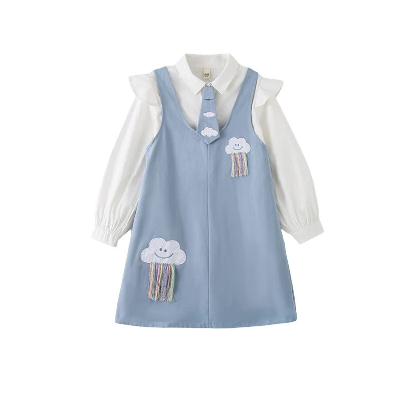 

Tz Boutique 2021 Summer New Two-piece Dress for Girls Princess College Style Sweet Causal Dress for Girls 4-15 Years