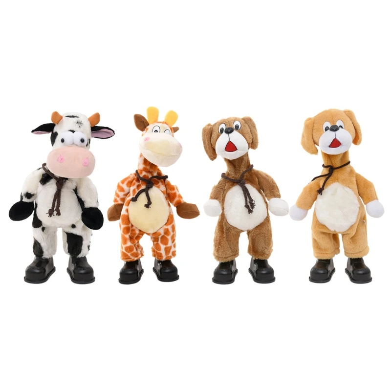 

W3JF Electric Dancing Cow/Deer/Dog Plush Doll Birthday Gift Interesting Sleeping Doll for Adults Anti-Stress Valentine Gift