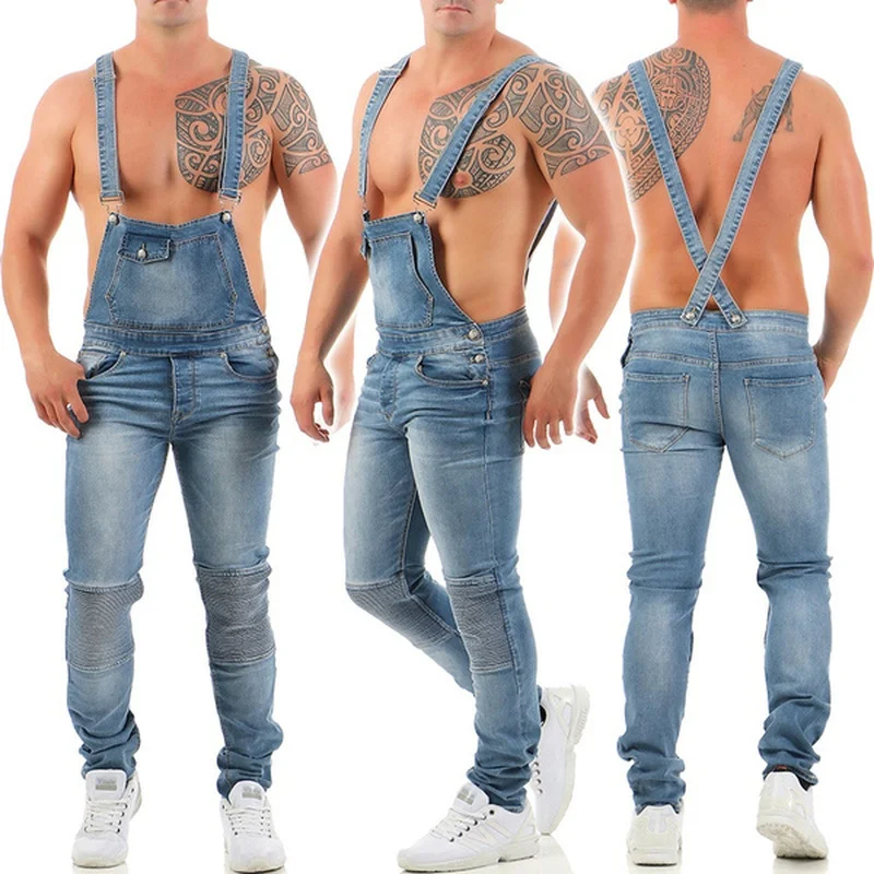 

Men's Jeans Loose Solid Colour Overalls Pants for 2021 Spring and Summer Boyfriend Style Denim Jean Jumpsuits