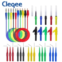 cleqee test leads back probe kit banana plug to alligator clips with wire piercing probes for multimeter automotive tools set